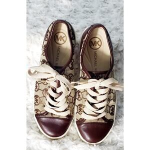 Michael Kors Womens Brown MK Logo Sneakers Size 6.5 Preppy Classic Streetwear